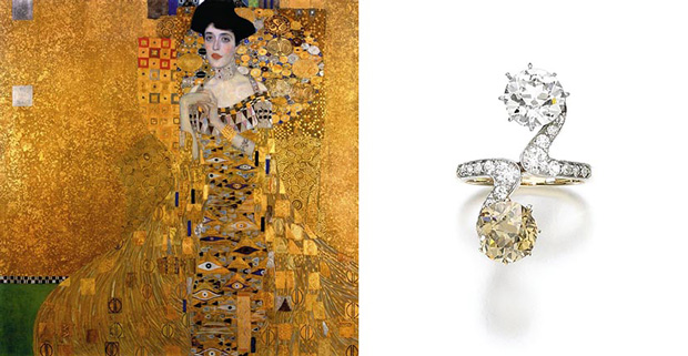 پرتره آدل بلوخ باوئر اول (Adele Bloch-Bauer I) از گوستاو کلیمت (Gustav Klimt) و انگشتر الماس (mot et toi) آدل بلوخ باوئر